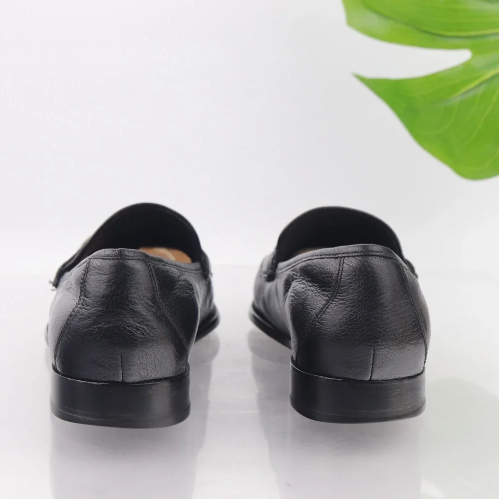 Cole Haan Mens Wyatt Bit Strap Loafers Size 9.5 M Black Leather Moc Dress Shoes